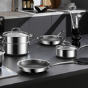 3-Quart Stainless Steel Saucepan with Lid,5-Ply Clad Base Small Pot Even Heating & Fast Boiling, Premium Saucier for Induction, Gas, Electric & Oven