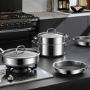 3-Quart Stainless Steel Saucepan with Lid,5-Ply Clad Base Small Pot Even Heating & Fast Boiling, Premium Saucier for Induction, Gas, Electric & Oven