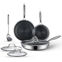 3-Quart Stainless Steel Saucepan with Lid,5-Ply Clad Base Small Pot Even Heating & Fast Boiling, Premium Saucier for Induction, Gas, Electric & Oven