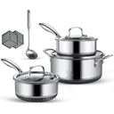 3-Quart Stainless Steel Saucepan with Lid,5-Ply Clad Base Small Pot Even Heating & Fast Boiling, Premium Saucier for Induction, Gas, Electric & Oven